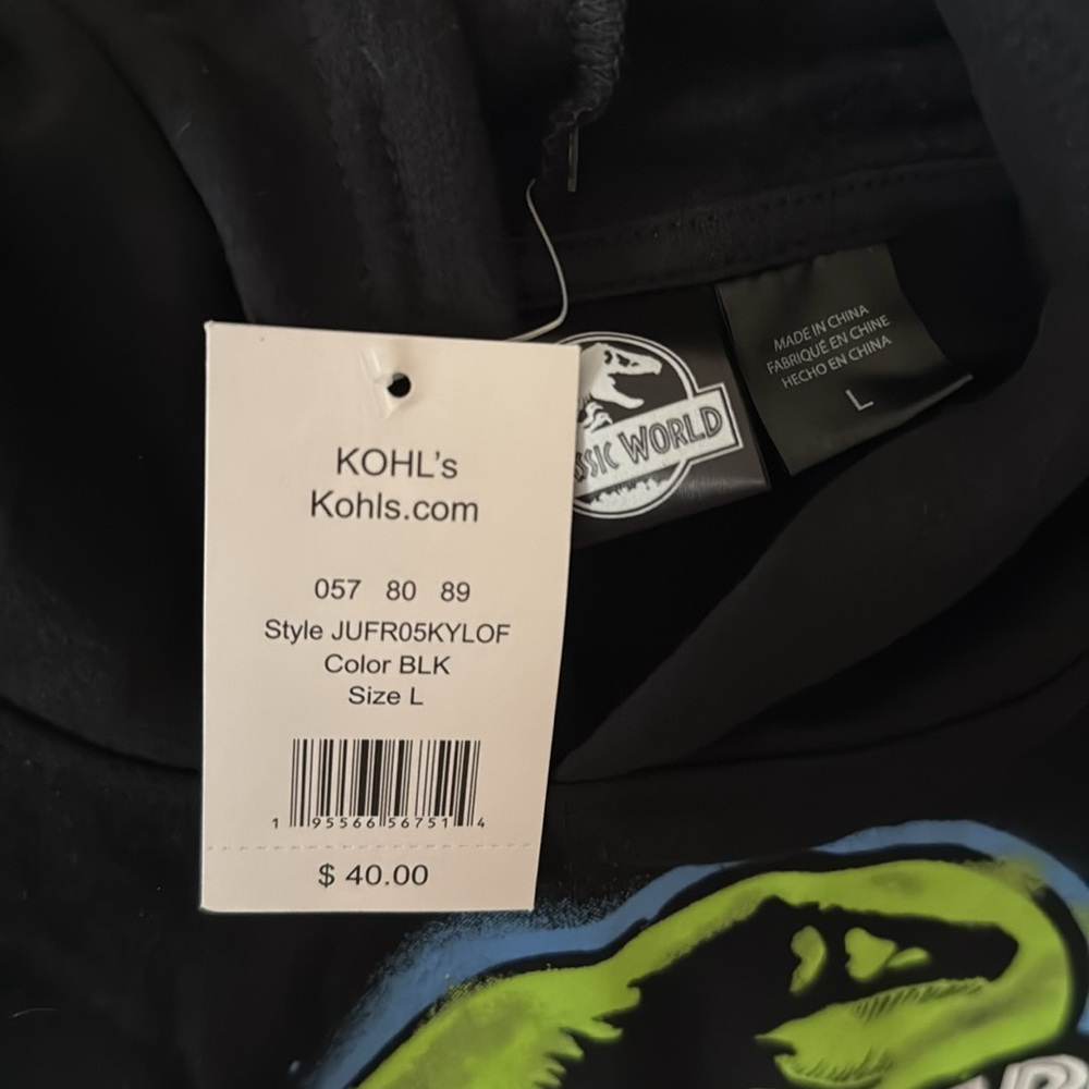 Black Jurassic Park Hoodie size youth large - Picture 3 of 5